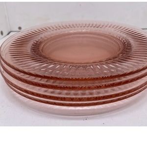 COPY - Set of 4 Fenton Crystal Lincoln Inn pink pattern. 8”